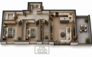 Penthouse decomandat 12minute de metrou Pret promo Titan Pallady Ikea - Schiță 6