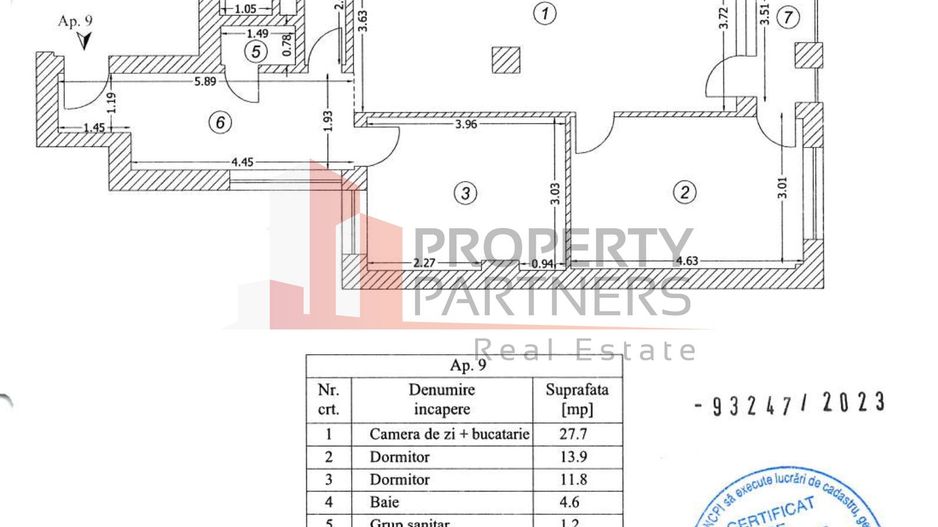 Apartament 3 camere - Matei Voievod 114. Comision 0 - Schiță 12