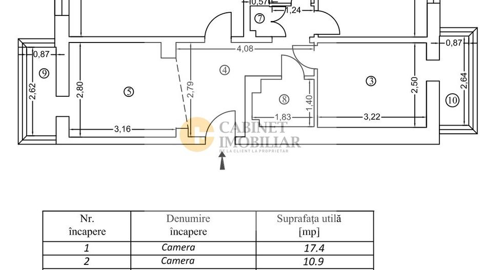3 Camere - 65MP | Decomandat | 2 Bai | 2 Balcoane | M Crangasi - 5 min - Schiță 9