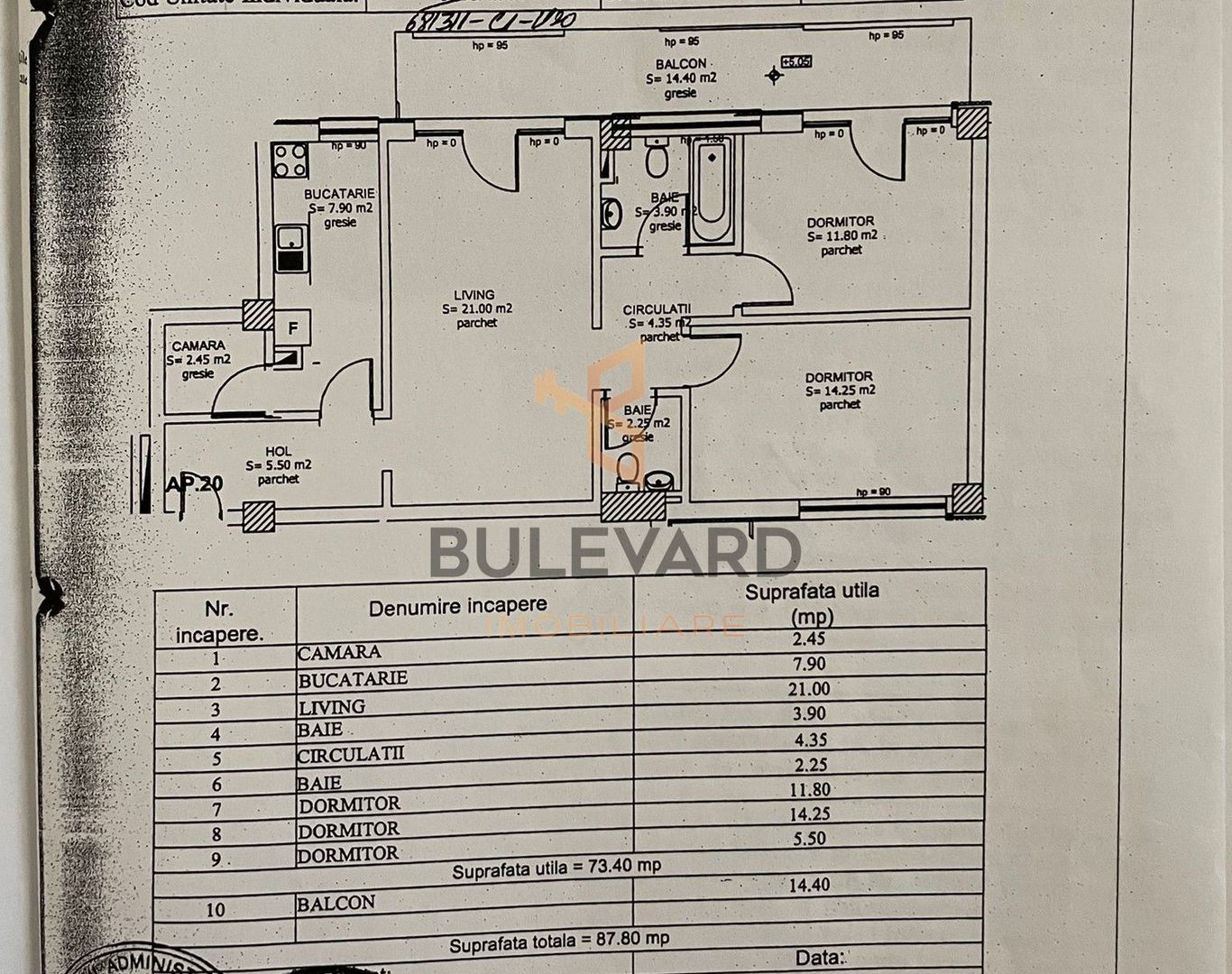 Comision 0! Apartament cu 3 camere, zona strazii Eremia Grigorescu! - Schiță 7