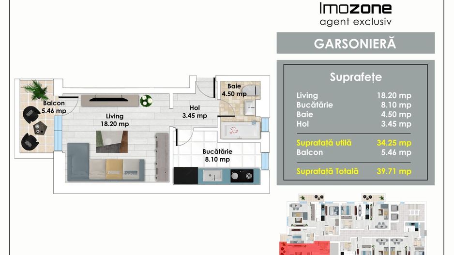 Garsoniera de 40 mp, bucatarie inchisa, balcon, langa Metrou Pacii, Militari - Poză 2