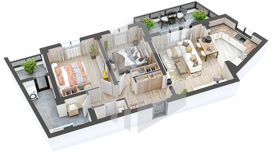 Apartament 3 camere | Etaj intermediar | 2 Dormitorare 2 Bai | Rahovei - Poză 13