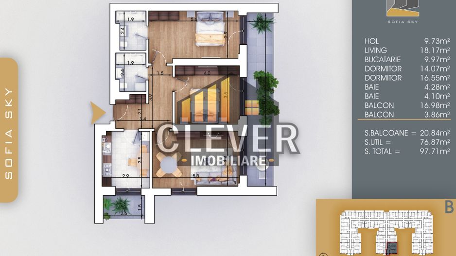 Apartament 3 camere Finalizat, Pallady,  8 min metrou Teclu, - Schiță 9