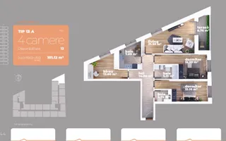 Apartament 4 camere 100 mp Liviu Rebreanu Titan Auchan - Schiță 12