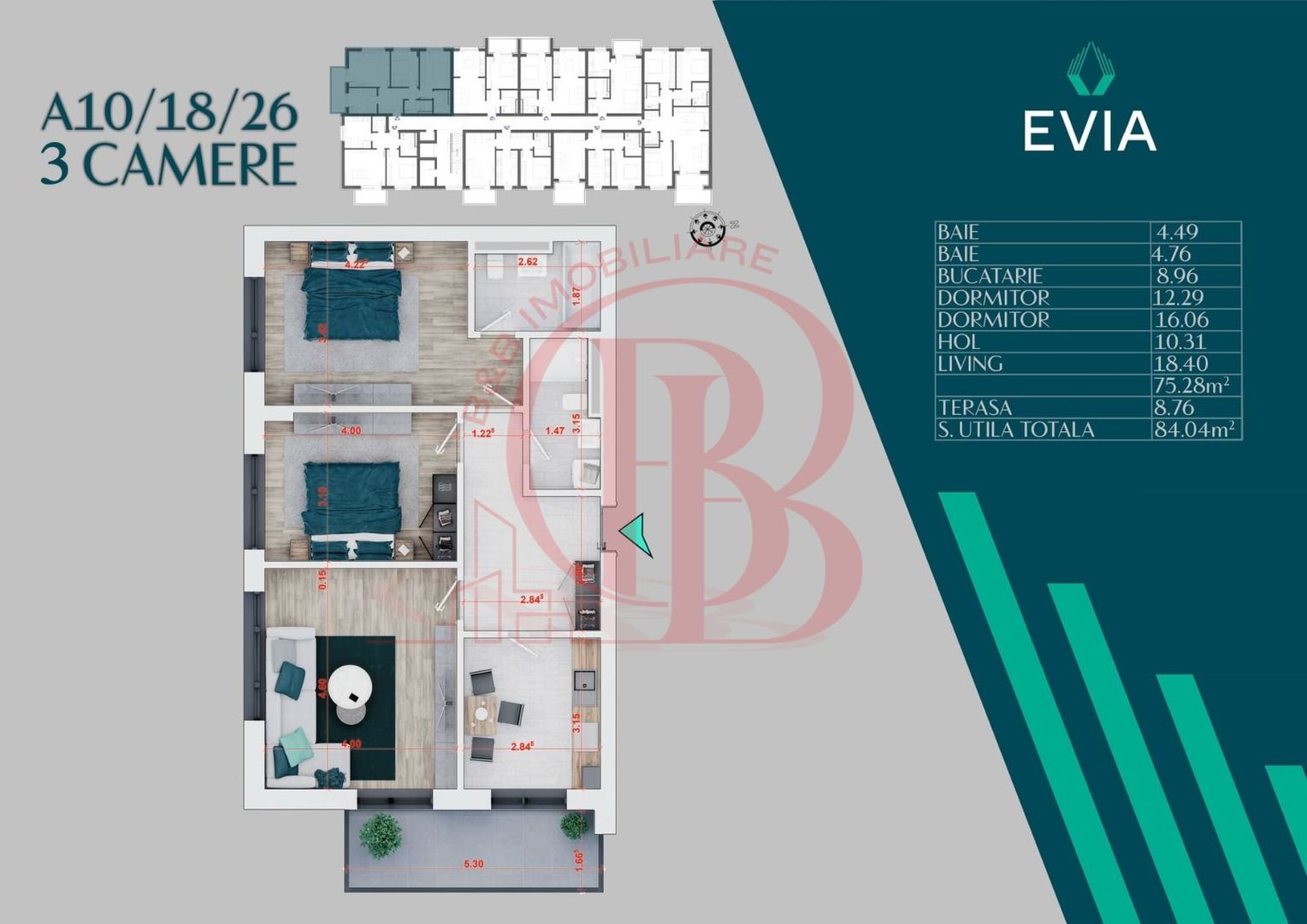 Apartament Premium 3 camere Th. Pallady Metrou Teclu - Schiță 1