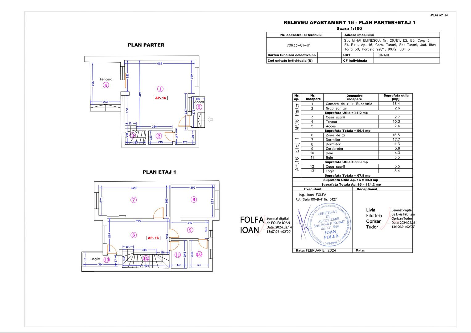 Apartament 16 – 4 camere – 124.2 mp – Terasă & Logie – Parter + Etaj 1 - Poză 1