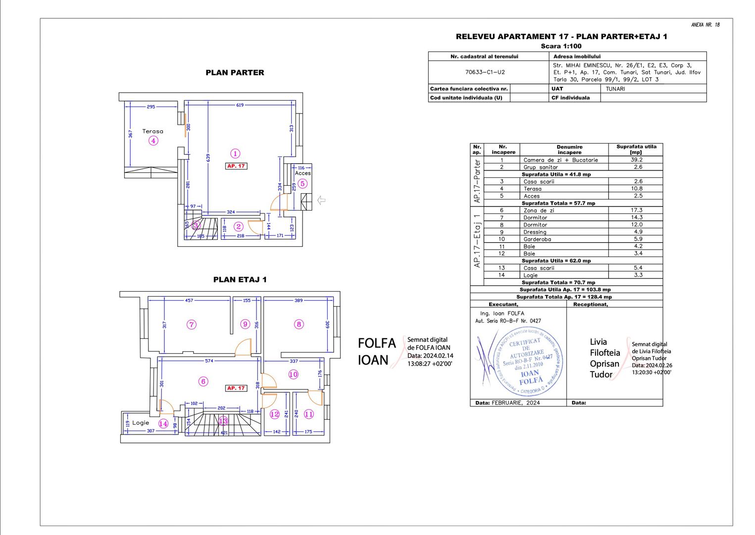 Apartament 17 – 4 camere – 124.4 mp – Terasă & Logie – Parter + Etaj 1 - Poză 1
