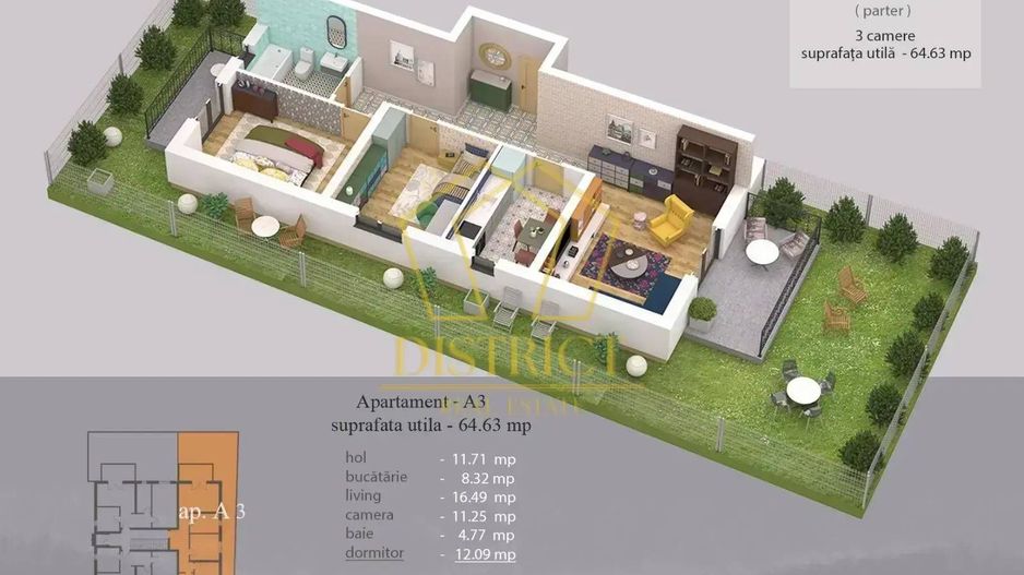 Apartament superb cu 3 camere si gradina de 73mpI Giroc - Poză 9