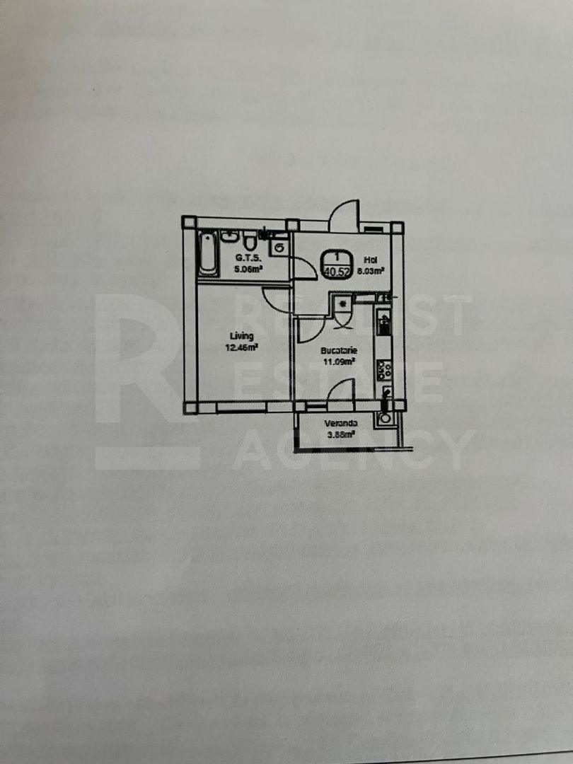 Vânzare, apartament, o cameră, str. Durlești, Dumbrava - Schiță 12