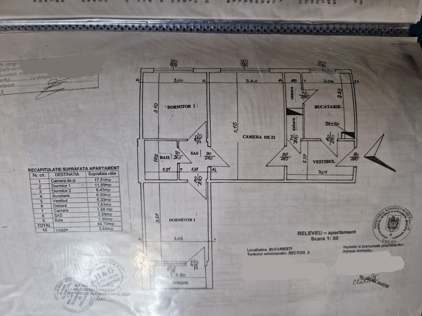 Apartament 3 Camere cu Centrală Proprie și Parcare – Sector 3 - Schiță 13
