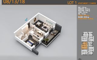 Apartament decomandat 2 camere -Titan Pallady Metrou Teclu - Schiță 2