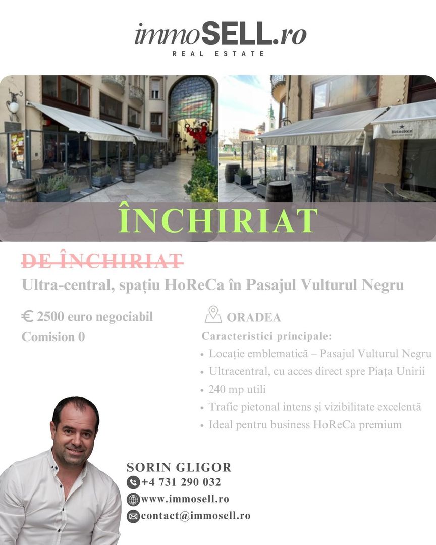 Oportunitate rară – spațiu HoReCa de vânzare în Pasajul Vulturul Negru - Poză 2