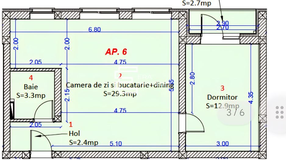 Apartament 2 camere -intabulat - Selimbar zona Shopping City - Schiță 11
