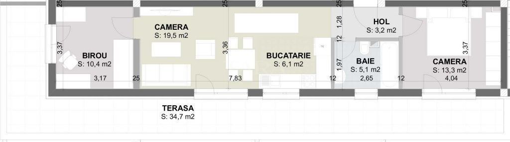 Apartament 3 camere cu terasă panoramică, 92 mp – Sânnicoară - Poză 8