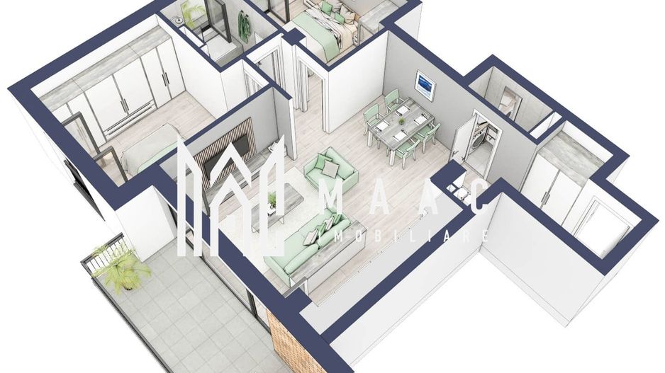 Apartament 3 camere | Balcoane 15.1 mp | Etaj II | Turnisor - Poză 2