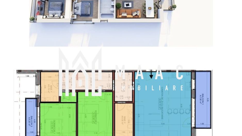 Apartament 3 camere | Etaj 1 | 89 MP I Loc de parcare - Poză 3