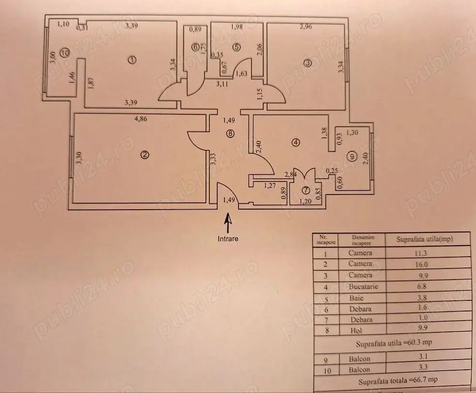 3 camere, decomandat, etaj 4/4, Tiglina 2 - Poză 6