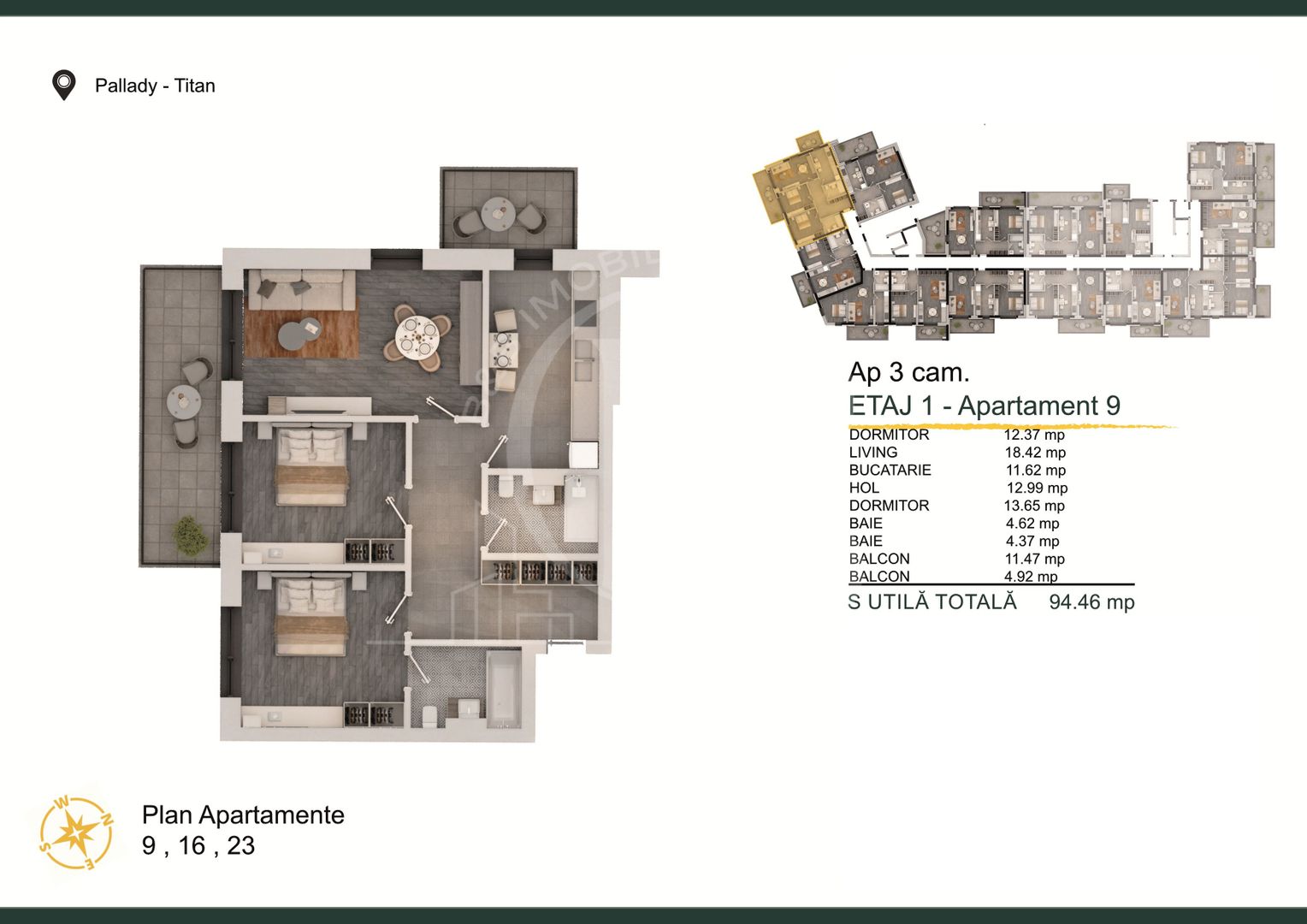 Theodor Pallady-Apartament 3 camere Loc de parcare Bonus - Schiță 1