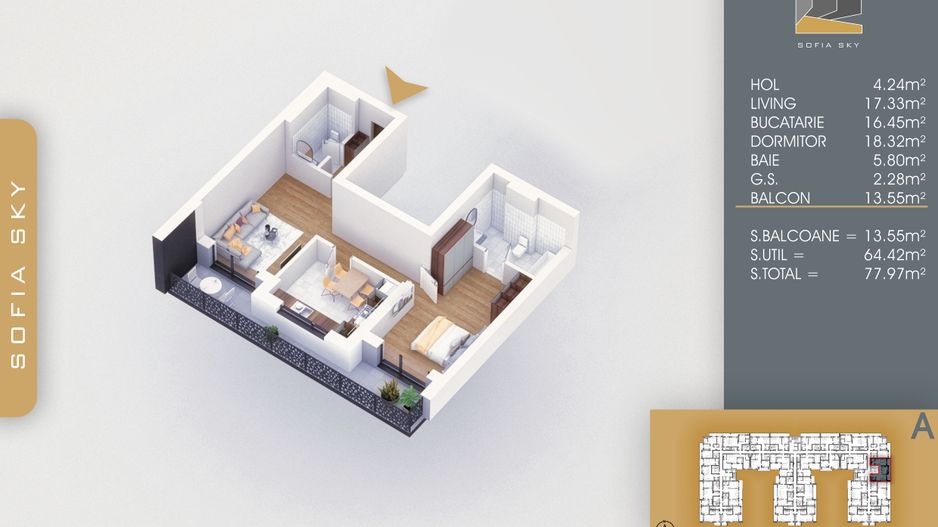 2 camere spatios cu 2 bai la 7 min metrou Nicolae Teclu - Schiță 1