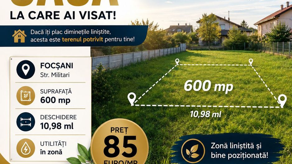 Teren de vânzare...Str.Militari...Mun Focșani/VN - Poză 1