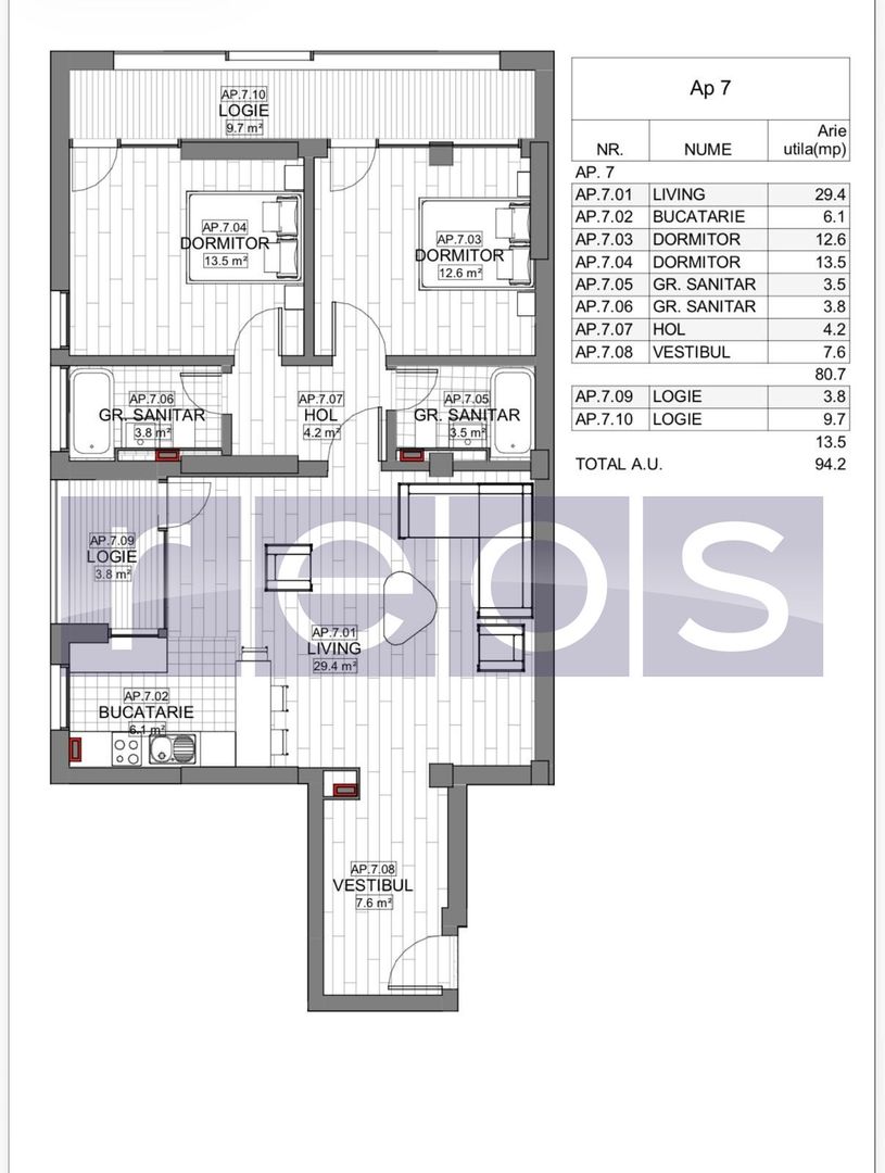 VANZARE APARTAMENT 3 CAMERE | LIZEANU | BLOC NOU | PARCARE | TERASA - Schiță 22
