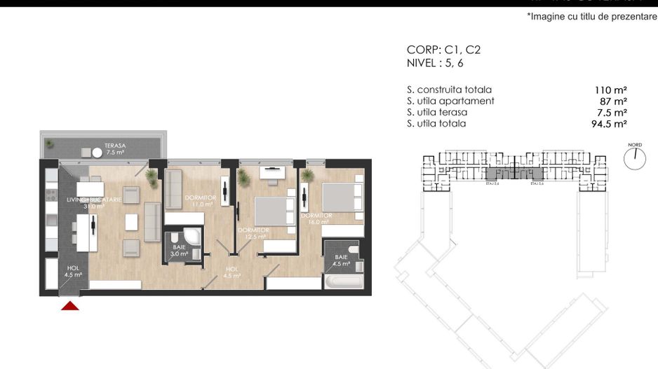 Apartament 4 camere Sector 1 Zona Mall Colosseum - Schiță 19