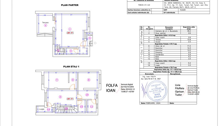 Apartament 17 – 4 camere – 124.4 mp – Terasă & Logie – Parter + Etaj 1 - Poză 1