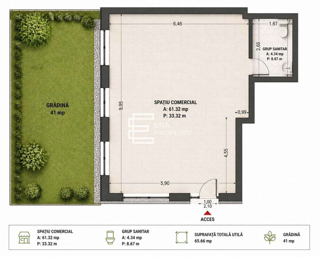 Spațiu comercial 66 mp + curte 41 mp | zona BRANA, Selimbar | - Schiță 6