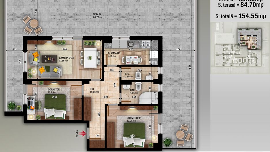 AP. 3CAM. DECOMANDAT IN BLOC P+4 FINALIZAT,MUTARE IMEDIATA! - Poză 1