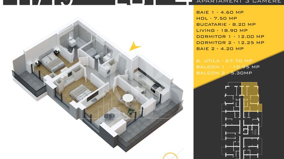 3 camere decomandat Titan Pallady  Metrou Nicolae Teclu - Schiță 1