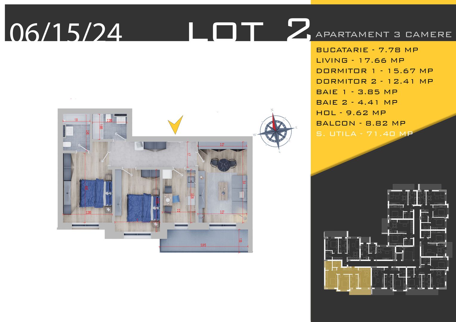 3 camere Parcare Bonus Titan Pallady Pret Promo de Lansare - Schiță 10