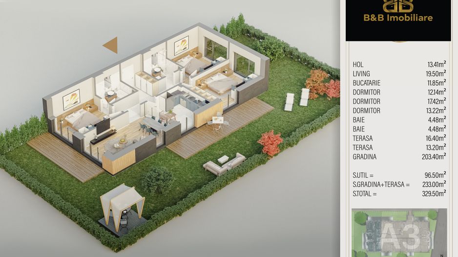 4 camere cu gradina PREMIUM-Pallady -direct dezvoltator - Schiță 1