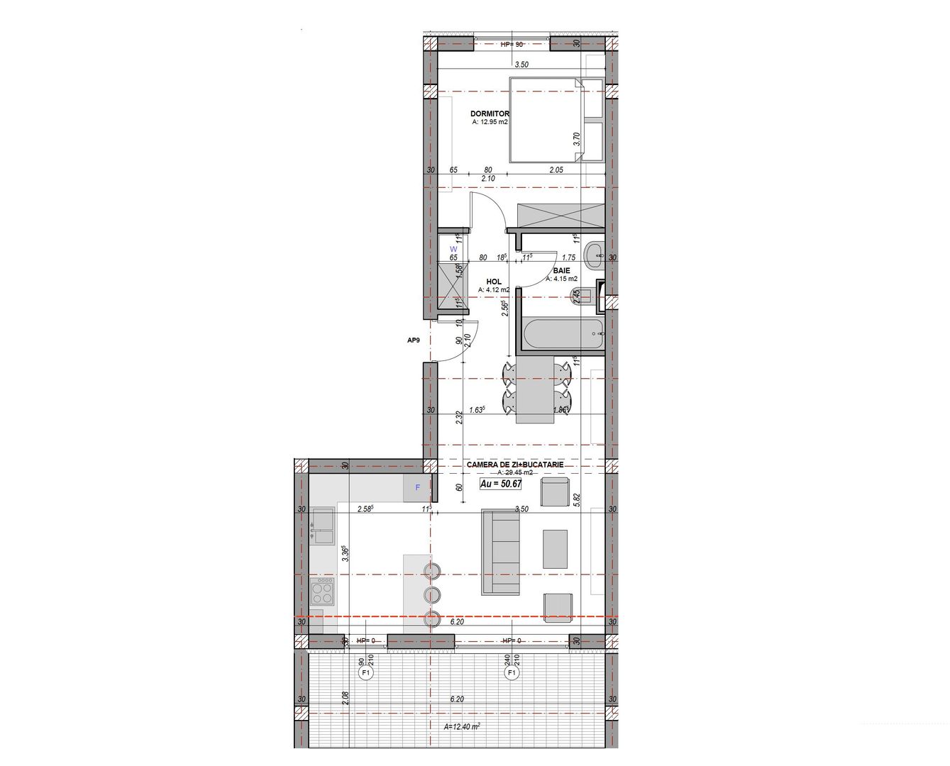Apartament 2 camere, 51 mp utili cu balcon orientare SUD, la alb - Poză 7