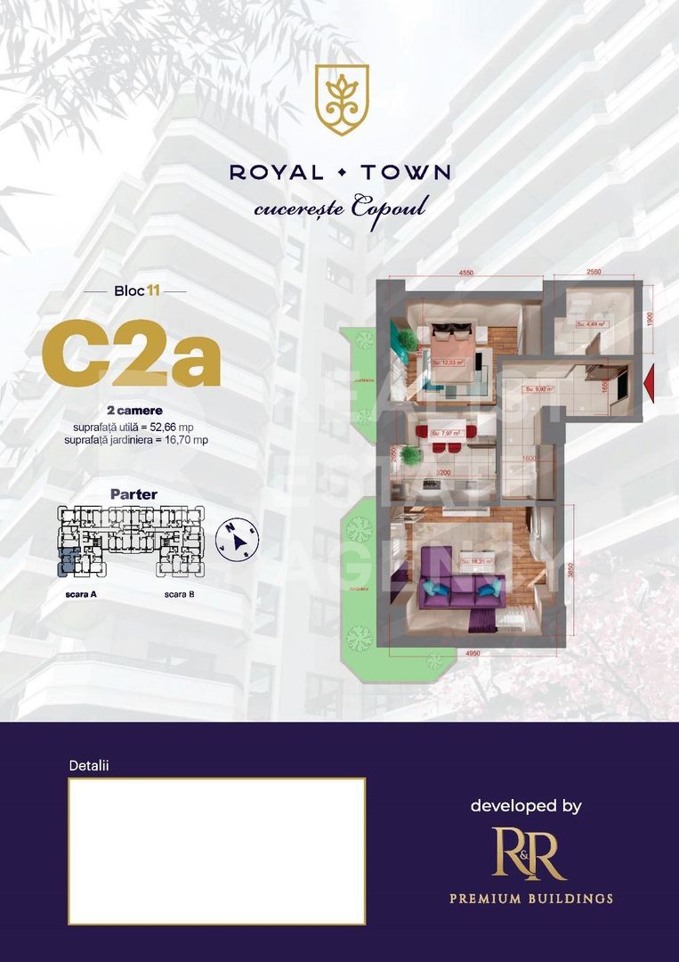 Apartament cu 2 camere, de tip C2 - Royal Town Copou - Poză 1