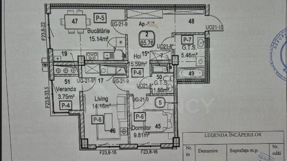 Vânzare, apartament, 2 camere, str. Tudor Vladimirescu, Râșcani - Schiță 9