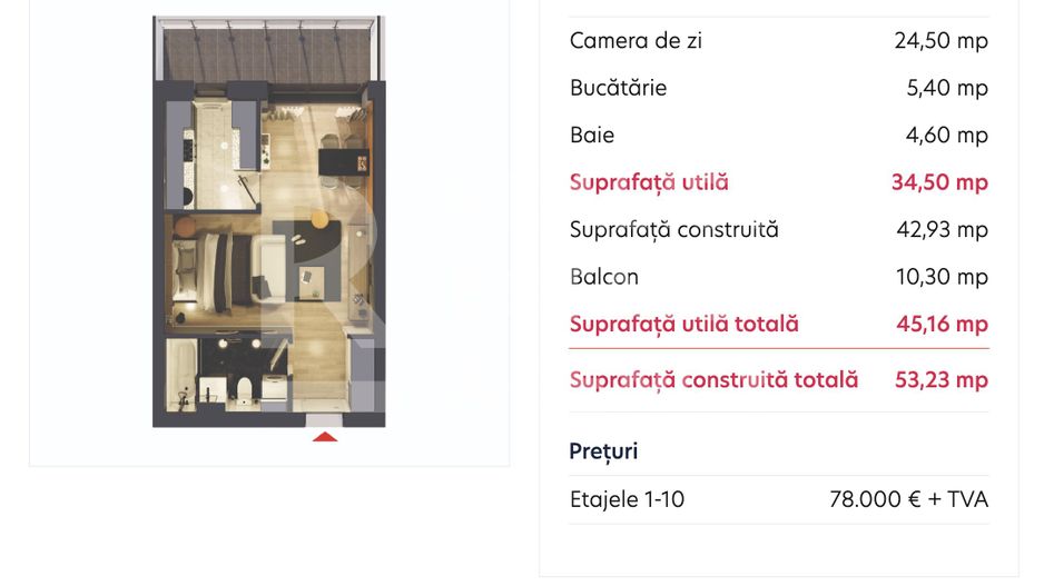 Vânzare, garsonieră, 1 cameră tip C, Hils Brauner, București - Poză 6