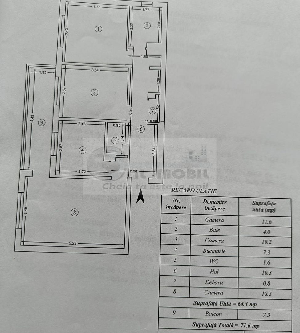 Ap 3 Camere, D, 71.6 mp, Tudor Neculai-139.500 EURO - Poză 7