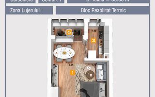 Garsoniera renovata bloc anvelopat Lujerului, Militari - Schiță 7