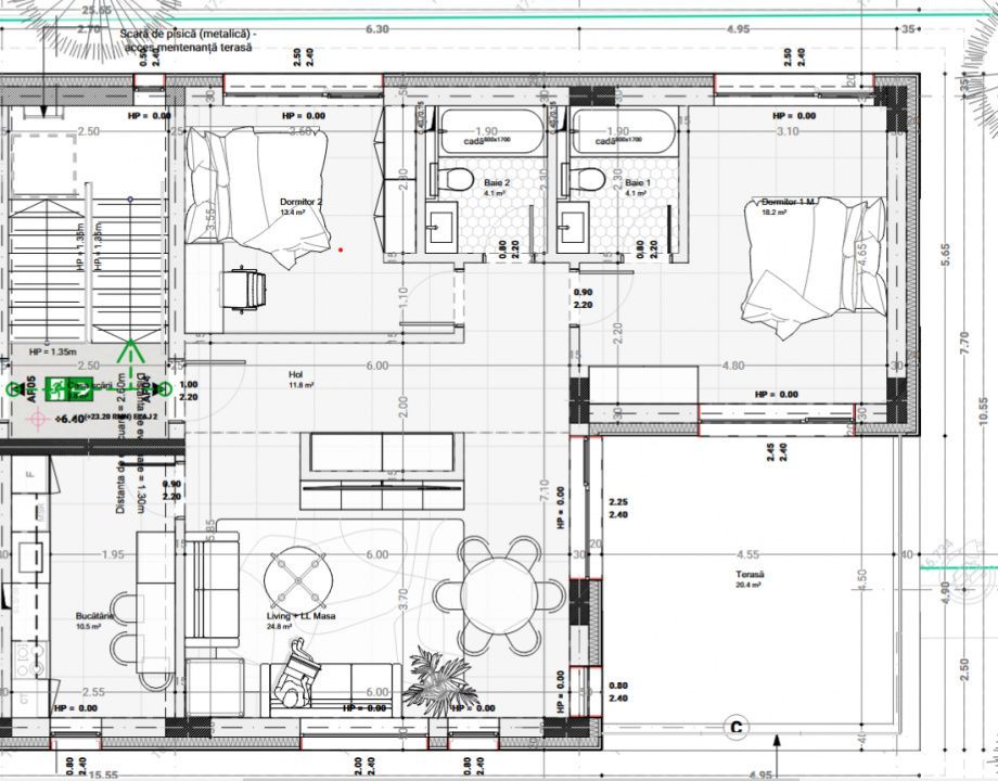 Apartament 3 camere Faleza Nord 107,3mp |terasa 20,4 mp|bloc boutique - Poză 2