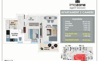 Apartament Spatios cu 2 Camere, 59 mp, Balcon, Bucatarie Inchisa, langa Metrou - Poză 1