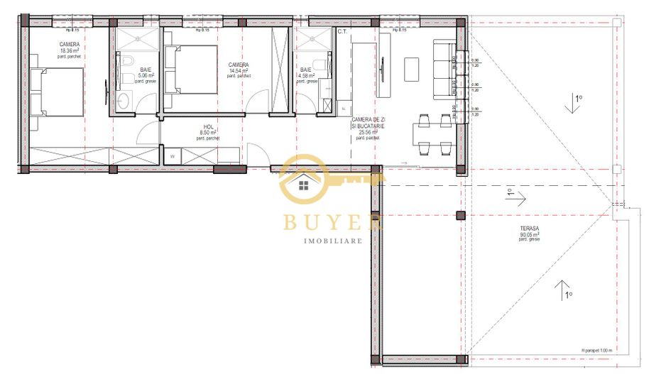 Penthouse cu 3 camere la Lacul lui Binder, terasa superba 91mp - Poză 5