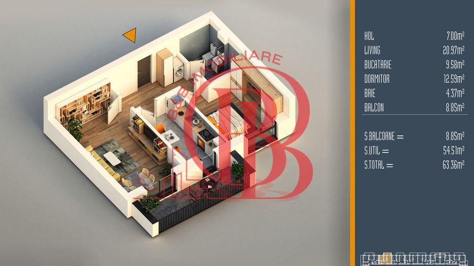 Oferta Lansare 2 camere proiect nou Pallady - Schiță 1