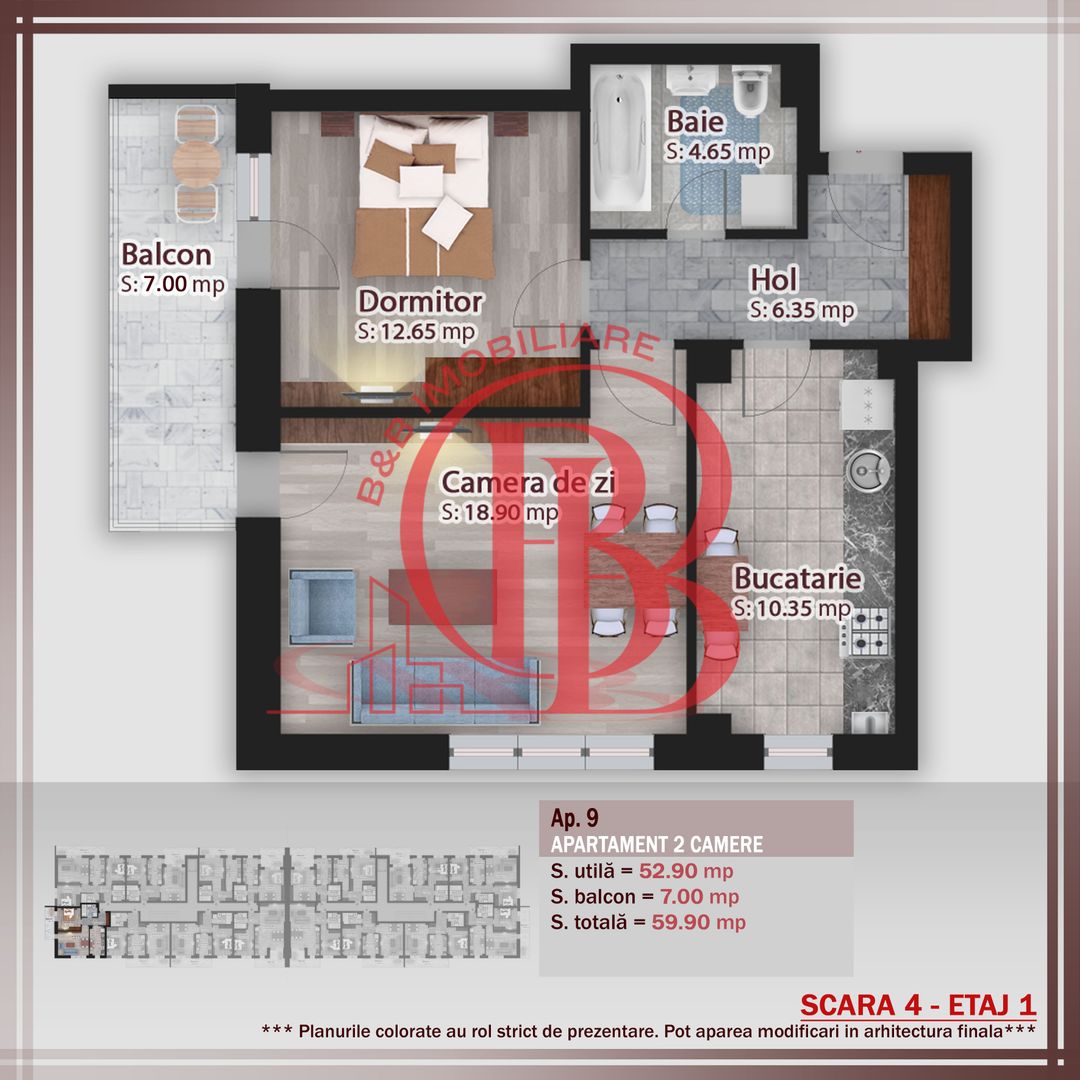 2 camere decomandat parcare bonus-oferta lansare proiect Pallady - Schiță 1