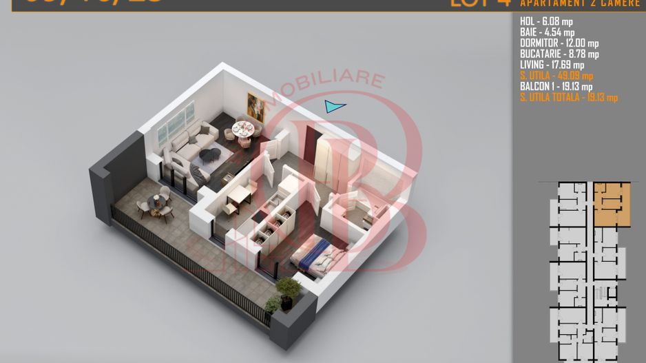 Apartament 2 camere Theodor Pallady-Metrou Nicolae Teclu - Schiță 2