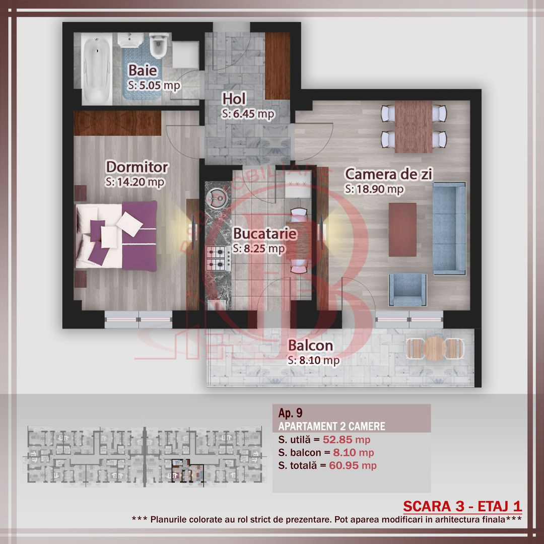 Apartament 2 camere-Theodor Pallady-Compartimentare Ideala - Schiță 1