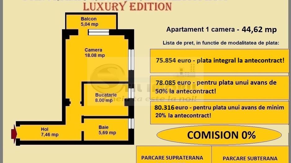 Apartament 1 camera de vanzare in Iasi, Galata, 44,62 mp, baie cu geam - Poză 2