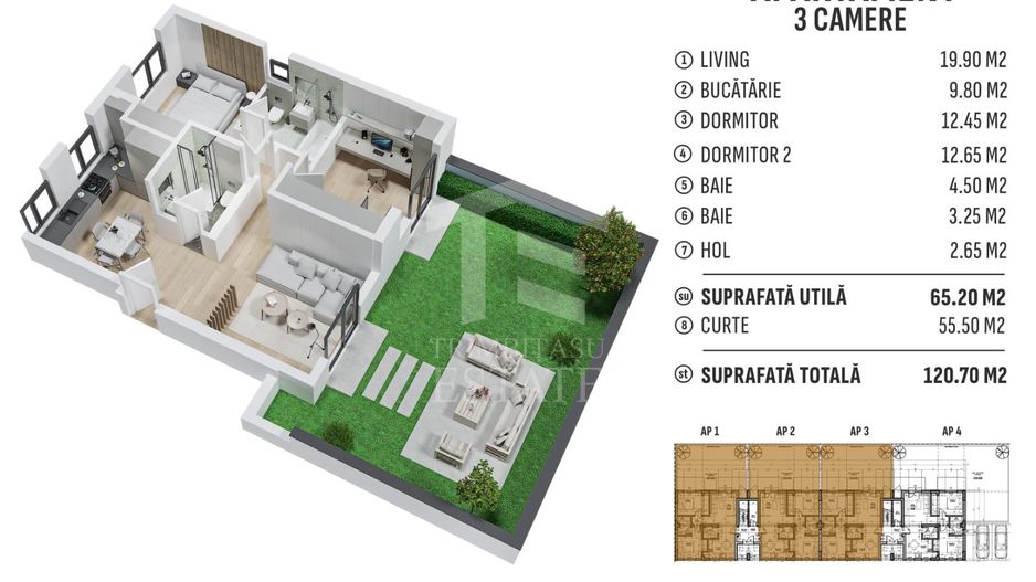 Apart.  cu CURTE ! Parcare + 2 BAI! In Prelungirea Ghencea! TVA inclus - Schiță 20