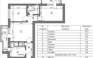 Apartament 3 camere – Șoseaua Ștefan cel Mare – etaj 6/7 – 2 balcoane – luminos - Schiță 14