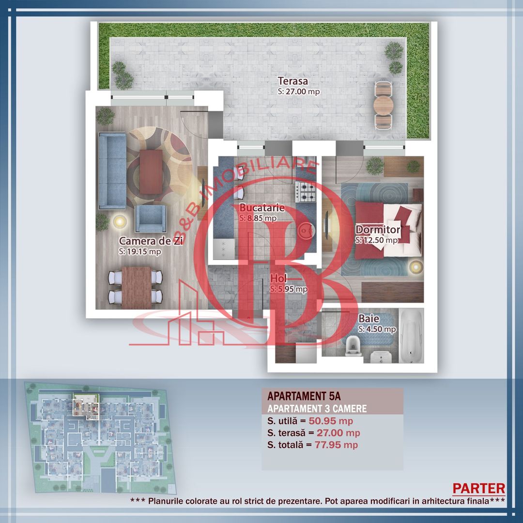 Oferta Lansare 2 camere cu terasa incalzire pardoseala - Schiță 1