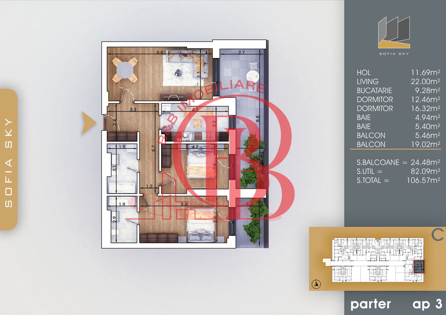 Apartament Finalizat 3 camere Direct Dezvoltator Comision 0 - Schiță 2